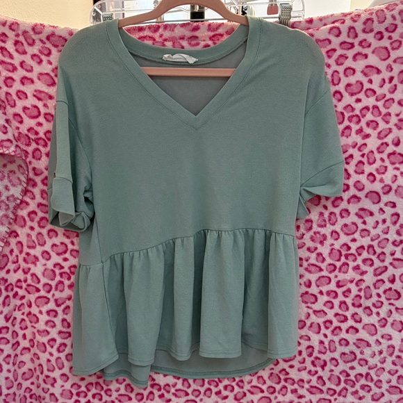 American Threads Tops - American Threads Sage V-Neck Peplum Blouse